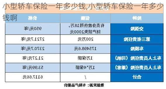 小型轿车保险一年多少钱,小型轿车保险一年多少钱啊