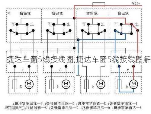 捷达车窗5线接线图,捷达车窗5线接线图解