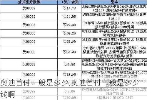 奥迪首付一般是多少,奥迪首付一般是多少钱啊