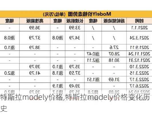 特斯拉modely价格,特斯拉modely价格变化历史