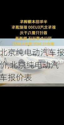 北京纯电动汽车报价,北京纯电动汽车报价表