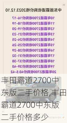 丰田霸道2700中东版二手价格,丰田霸道2700中东版二手价格多少