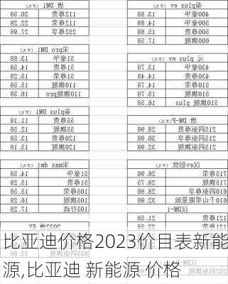 比亚迪价格2023价目表新能源,比亚迪 新能源 价格