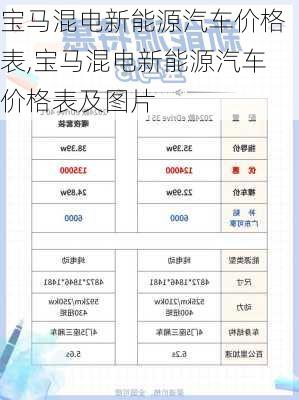 宝马混电新能源汽车价格表,宝马混电新能源汽车价格表及图片