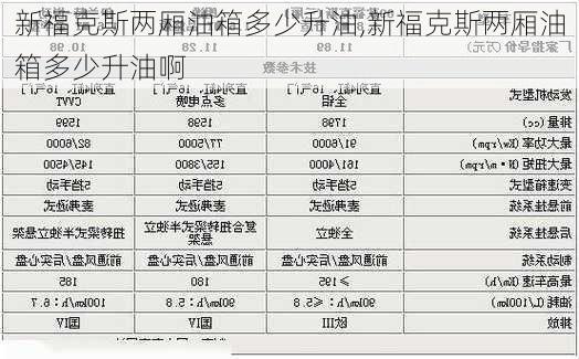 新福克斯两厢油箱多少升油,新福克斯两厢油箱多少升油啊