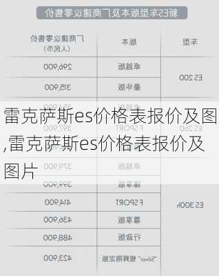 雷克萨斯es价格表报价及图,雷克萨斯es价格表报价及图片