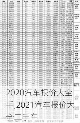 2020汽车报价大全二手,2021汽车报价大全二手车