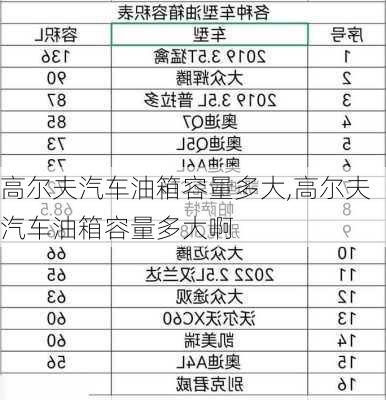 高尔夫汽车油箱容量多大,高尔夫汽车油箱容量多大啊