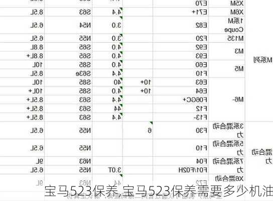 宝马523保养,宝马523保养需要多少机油