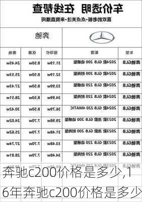 奔驰c200价格是多少,16年奔驰c200价格是多少