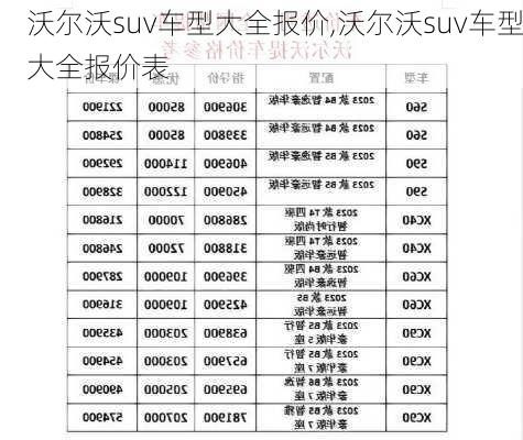 沃尔沃suv车型大全报价,沃尔沃suv车型大全报价表