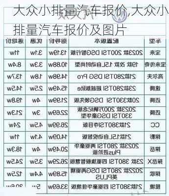 大众小排量汽车报价,大众小排量汽车报价及图片